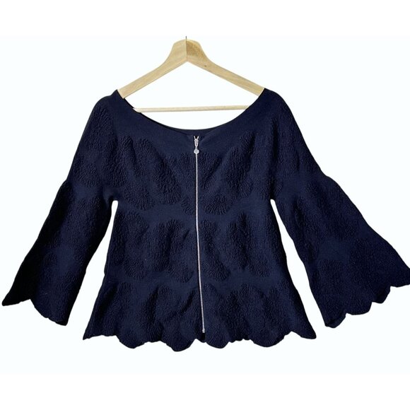 D. Exterior Made In Italy Scallop Trim Jacquard Small Black Tunic Whimsigoth - Picture 4 of 16